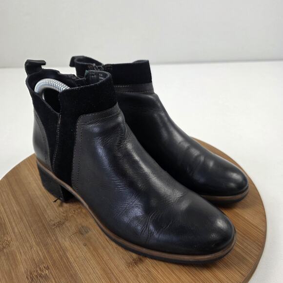 Korks Boots Womens Size 6.5 Black Leather Suede Ankle Chelsea Side Zip Q43803 - Picture 4 of 16